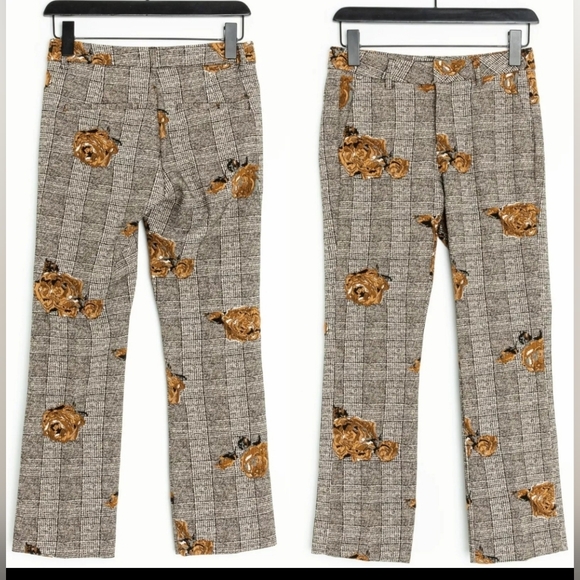 Mos Mosh Ivana shannon Checkered Pants Crop Dress Trousers Floral Appliqué 27 - Picture 4 of 12